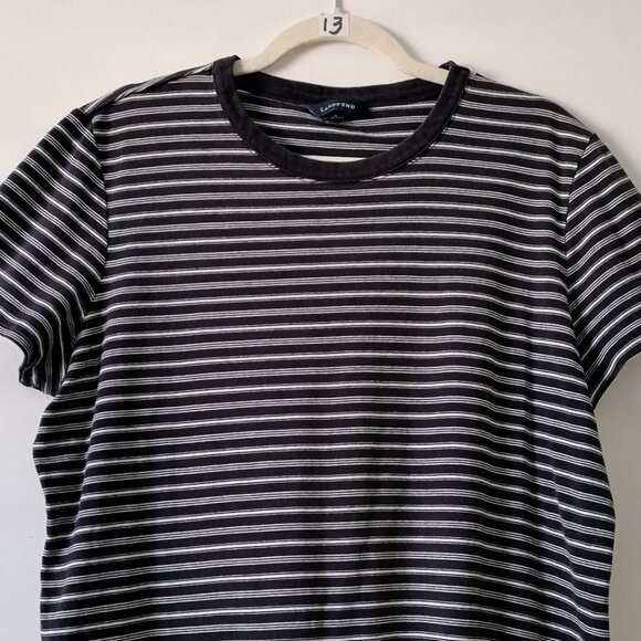 Lands' End Womens Blue Crew Neck Short Sleeve Striped T-Shirt Size XL 18-20 - Picture 2 of 6